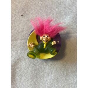 Vintage Russ Berrie‎ Troll Stamp Pink Hair Moon and Stars Rubber Stamp 90s Toy